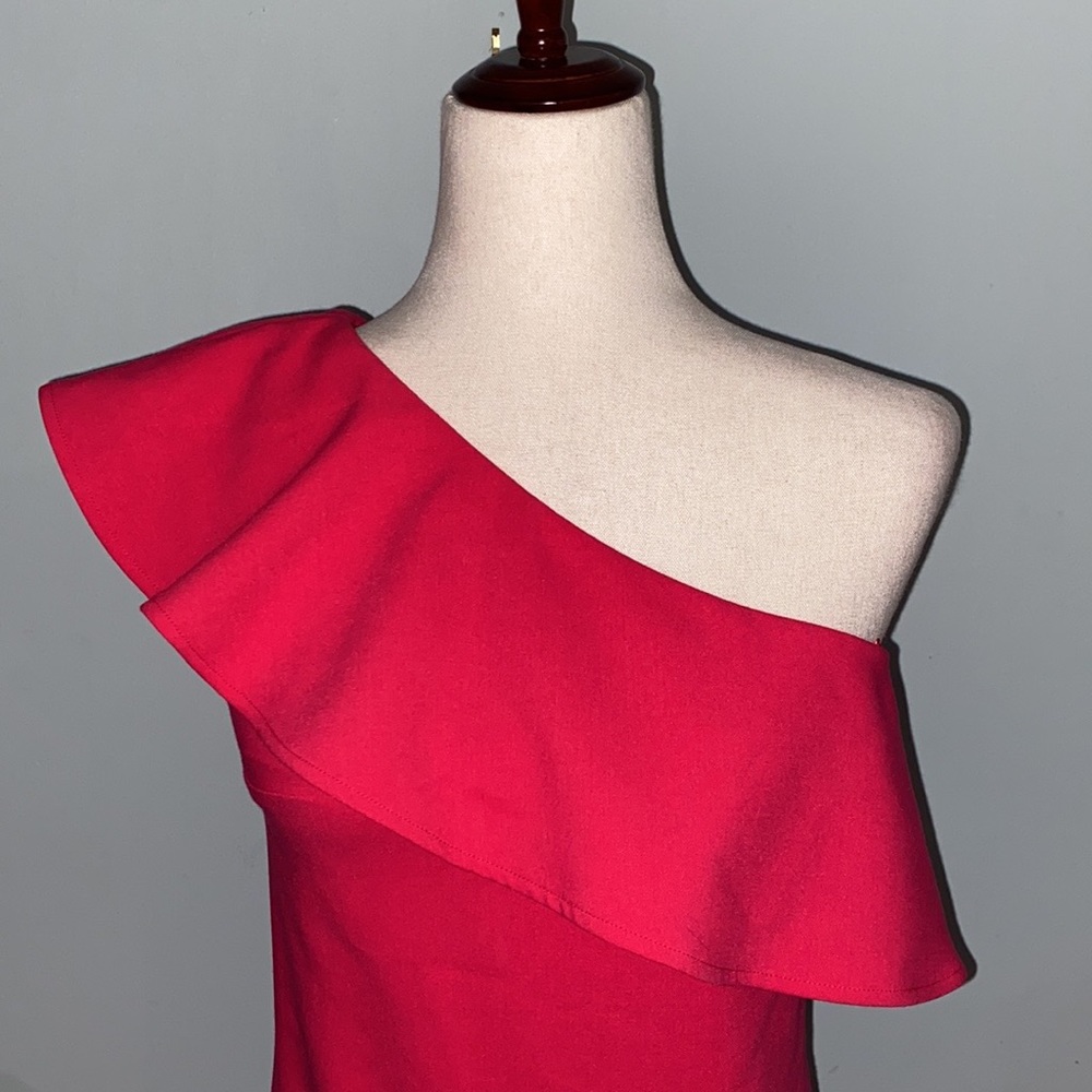 French Connection Pink Ruffle One Shoulder Tunic Dress - 2 - Picture 3 of 13